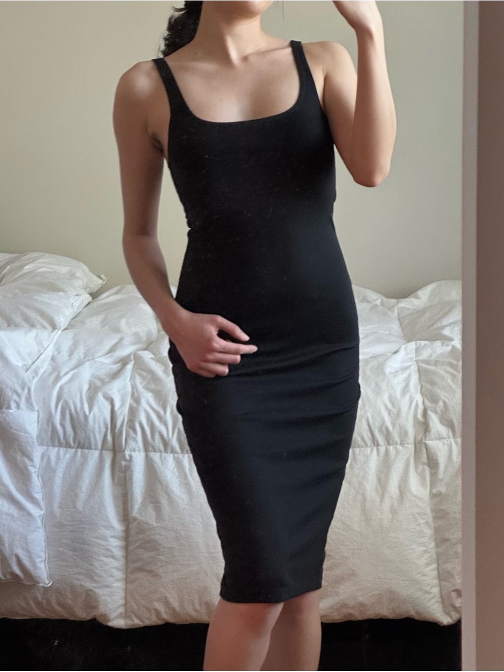 Zara Scoop Neck Tank Midi Dress - Black, S